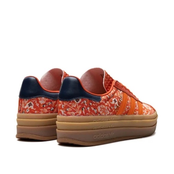 New Adidas Gazelle Bold Platform Sneakers Floral Paisley Red Print Gum Womens 7 - Picture 14 of 14